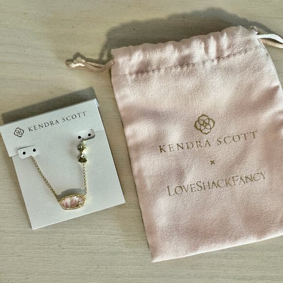 Kendra Scott X LoveShackFancy Pink and Gold Elisa Necklace 🎀 NWT 🎀 - Picture 2 of 7